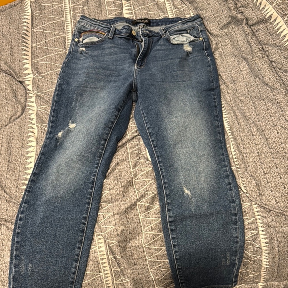 Judy Blue Women's Dark Blue Distressed Skinny Jeans